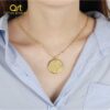 Stainless Steel Round Holy Word Pendant Necklace